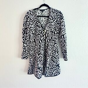 INC White Leopard Print Zipper-Front Dress